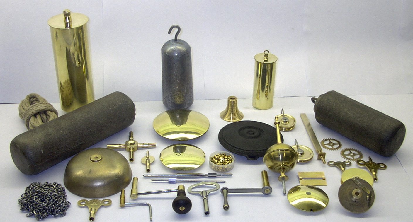 Clockspares, Longcase Clockspares, Clock Keys, Clock Pendulum, Clock Bells,Longcase conversion sets, longcase sprocket sets, Thirty hour rope, thirty hour chain, brass cased weights.